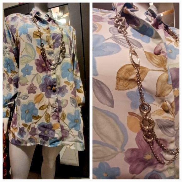 BLOUSE BLUE PURPLE 2X NWT $49 Top - Picture 1 of 6